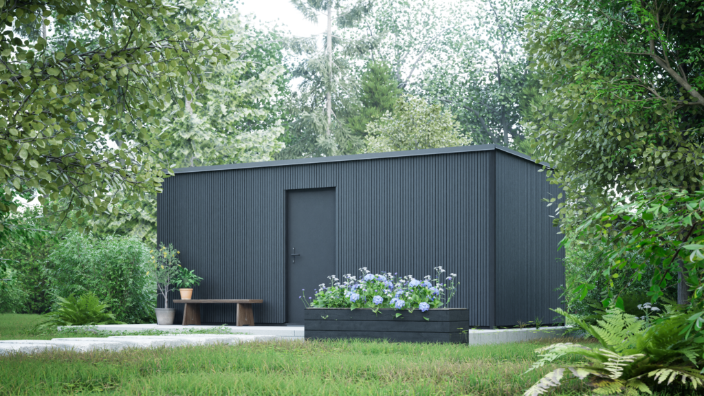 Arkitekttegnede skure i Superwood fra Arkitetserien